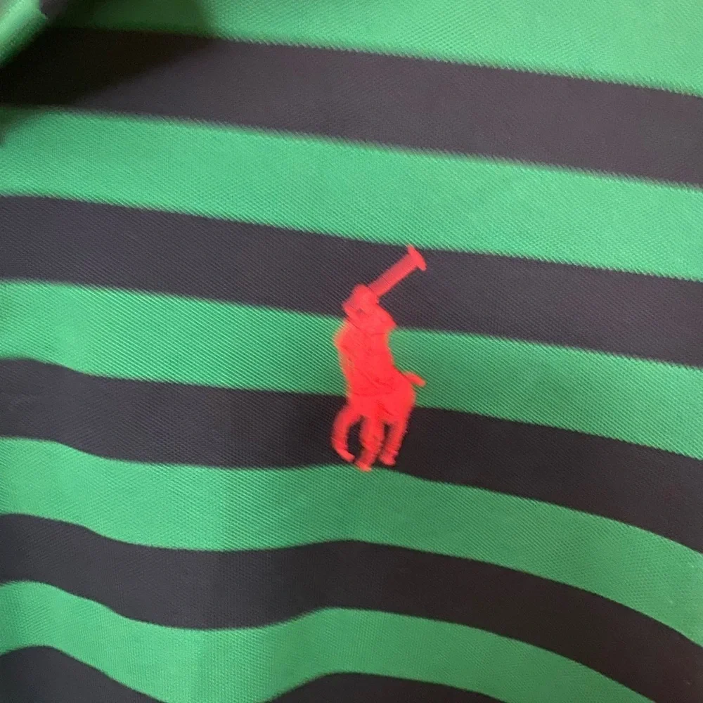 Polo Ralph Lauren Green/Pink Rugby Stripe Polo with Large Pony L